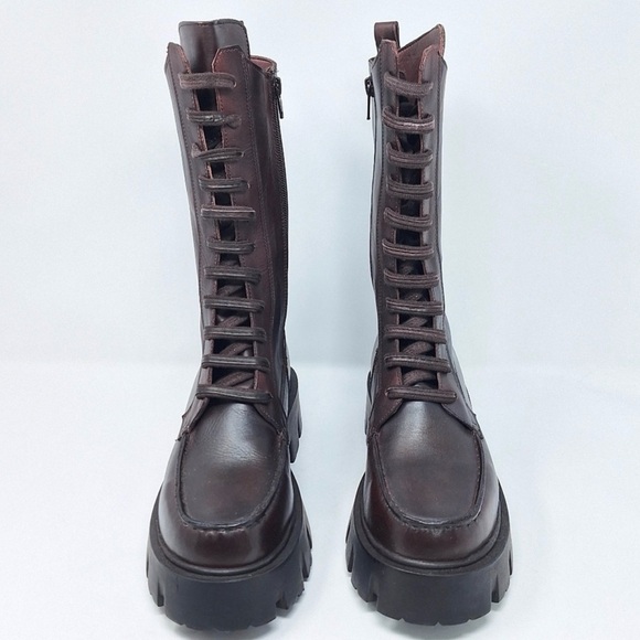 Free People Jones Lug Sole Lace Up Boots Burgundy Size 7.5 - Picture 3 of 8